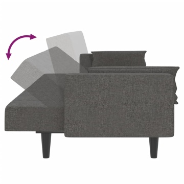 Canapea extensibilă cu 2 locuri, 2 perne, gri închis, textil - Img 7