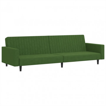 Canapea extensibilă cu 2 locuri, verde închis, catifea - Img 2