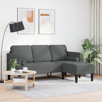 Canapea L-shaped pentru 3 persoane Gri închis 160 cm Fabricat - Img 3