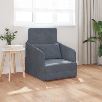 Canapea pat 2 în 1 gri închis 65x80x83 cm catifea - Img 1