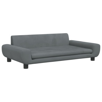 Canapea pentru copii, gri închis, 100x54x33 cm, catifea - Img 2