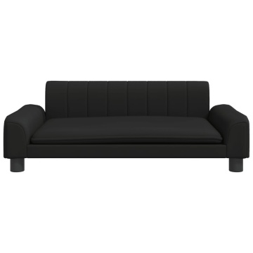 Canapea pentru copii, negru, 90x53x30 cm, piele ecologică - Img 3