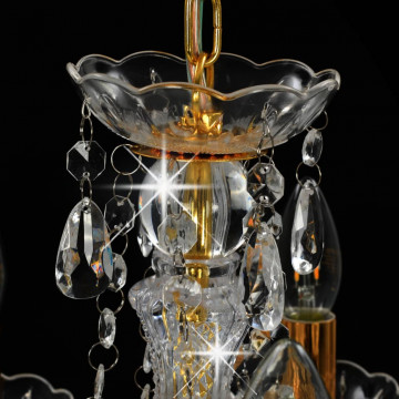 Candelabru cu mărgele de cristal, auriu, rotund, 5 x E14 - Img 6