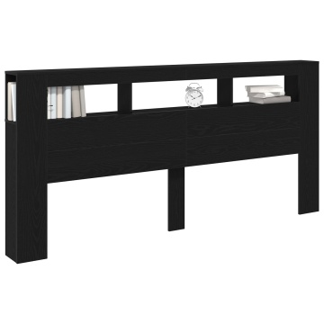 Cap la pat cu lumini LED Negru Stejar 220x18,5x103,5 cm - Img 2