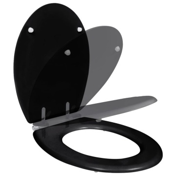 Capac WC cu închidere silențioasă negru MDF design simplu - Img 2