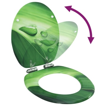 Capac WC închidere silențioasă, verde, MDF, model picătură apă - Img 2