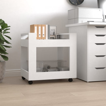 Cărucior de birou, alb, 60x45x60 cm, lemn prelucrat - Img 1