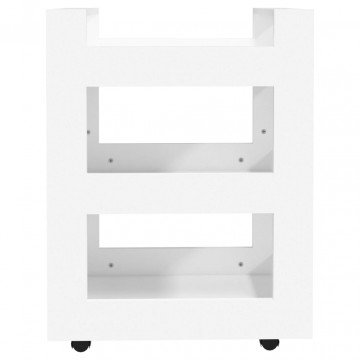 Cărucior de birou, alb, 60x45x80 cm, lemn prelucrat - Img 8