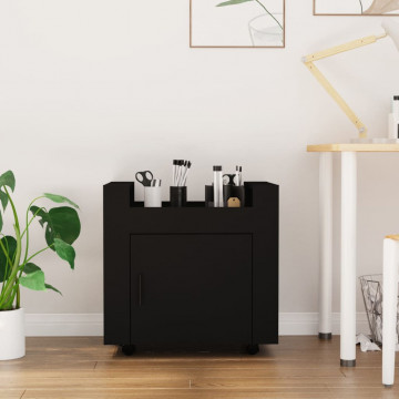 Cărucior de birou, negru, 60x45x60 cm, lemn prelucrat - Img 1
