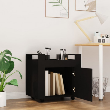 Cărucior de birou, negru, 60x45x60 cm, lemn prelucrat - Img 3