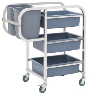 Cărucior de bucătărie cu recipiente din plastic, 82x43,5x93 cm - Img 1