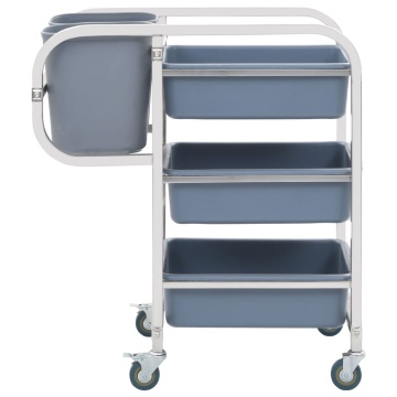 Cărucior de bucătărie cu recipiente din plastic, 82x43,5x93 cm - Img 2