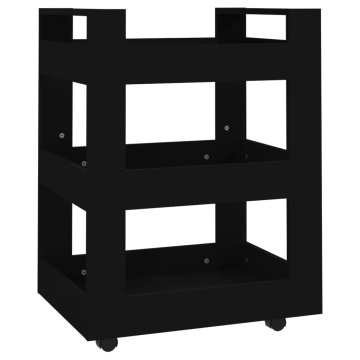 Cărucior de bucătărie, negru, 60x45x80 cm, lemn prelucrat - Img 2