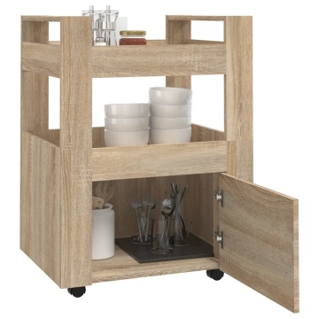 Cărucior de bucătărie stejar sonoma 60x45x80 cm lemn prelucrat - Img 4