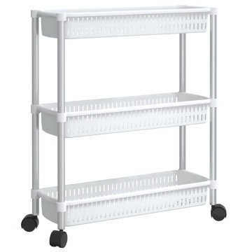 Cărucior de depozitare cu 3 niveluri, argintiu și alb, aluminiu - Img 2