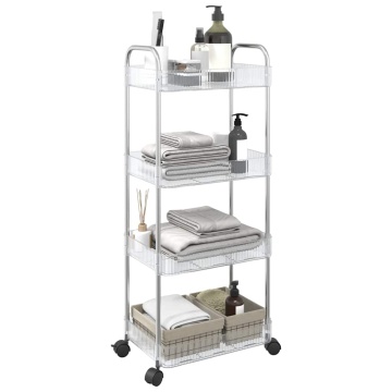 Cărucior de depozitare cu 4 niveluri, transparent acrilic - Img 1
