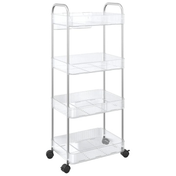 Cărucior de depozitare cu 4 niveluri, transparent acrilic - Img 5