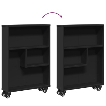 Cărucior depozitare îngust, negru, 48x13x68 cm, lemn prelucrat - Img 6