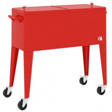 Cărucior frigorific cu roți roșu 92x43x89 cm - Img 2