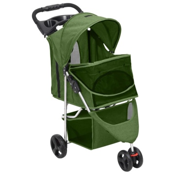 Cărucior pliabil pentru câini verde 80x46x98 cm țesătură Oxford - Img 3