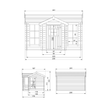 Casuta de joaca din lemn pentru copii H151 x 241 x 187 cm / 2,63 m2 - TIMBELA M520 - Img 7