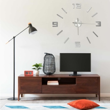 Ceas de perete 3D, argintiu, 100 cm, XXL, design modern - Img 1