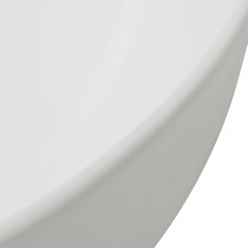 Chiuvetă baie din ceramică, triunghiulară, 50,5x41x12 cm, alb - Img 4