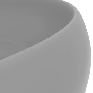 Chiuvetă baie lux gri deschis mat 40x15 cm ceramică rotund - Img 6