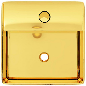 Chiuvetă cu orificiu de robinet, auriu, 38x30x11,5 cm, ceramică - Img 3