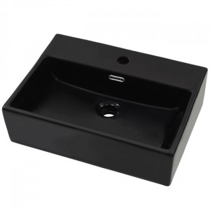 Chiuvetă cu orificiu robinet, ceramică, 51,5x38,5x15 cm, negru - Img 2