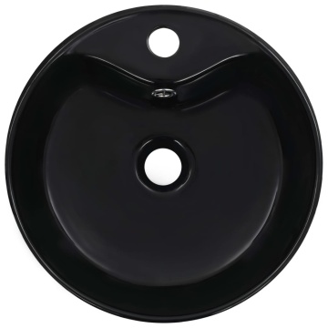 Chiuvetă cu preaplin, negru, 36x13 cm, ceramică - Img 4