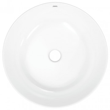Chiuvetă de baie, alb, 44x17 cm, ceramică, rotundă - Img 5