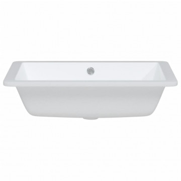 Chiuvetă de baie, alb, 55,5x40x18,5 cm, pătrată, ceramică - Img 4