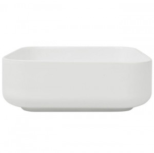 Chiuvetă de baie din ceramică, pătrată, 38 x 38 x 13,5 cm, alb - Img 4