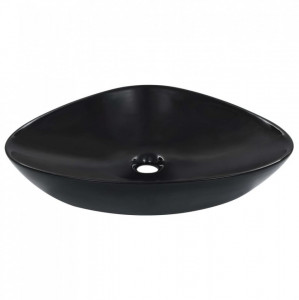 Chiuvetă de baie, negru, 58,5x39x14 cm, ceramică - Img 1