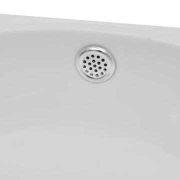 Chiuvetă de baie, orificiu robinet & preaplin, alb, ceramică - Img 7
