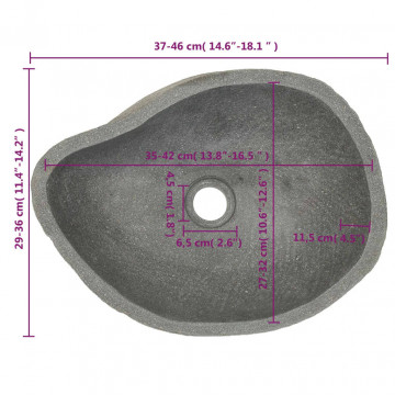 Chiuvetă din piatră de râu, 38-45 cm, ovală - Img 6