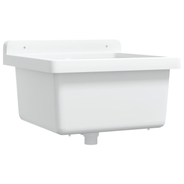 Chiuvetă lavoar pentru montare pe perete alb 40x40x24 cm rășină - Img 2