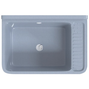 Chiuvetă lavoar pentru montare pe perete gri 60x40x28 cm rășină - Img 6
