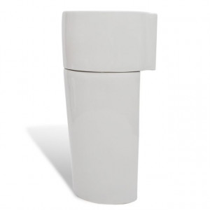 Chiuvetă rotundă din ceramică cu stativ și preaplin, alb - Img 6