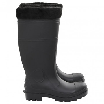 Cizme de ploaie cu șosete detașabile, negru, mărime 38, PVC - Img 4