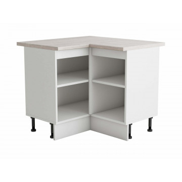 Coltar Alfa, Alb, Blat travertin, PAL, 100x83x60 cm - Img 3