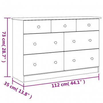 Comodă cu sertare ALTA, alb, 112x35x73 cm, lemn masiv de pin - Img 7