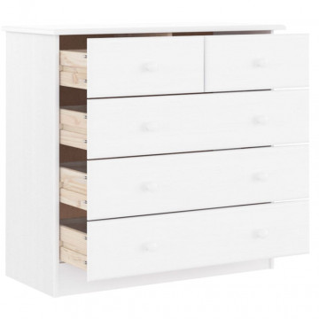 Comodă cu sertare ALTA, alb, 77x35x73 cm, lemn masiv de pin - Img 3