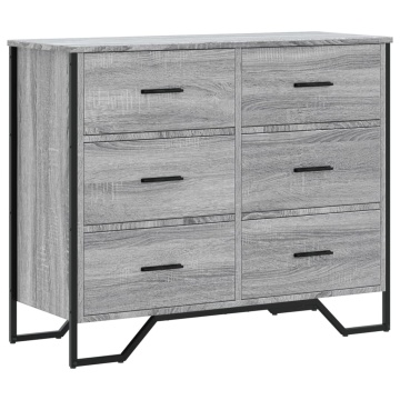 Comodă cu sertare, gri sonoma 91x35,5x74,5 cm lemn prelucrat - Img 2