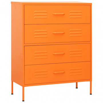Comodă cu sertare, portocaliu, 80x35x101,5 cm, oțel - Img 2