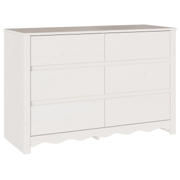 Comodă DRAMMEN Alb 111x43x73,5 cm Lemn Masiv Pin - Img 2