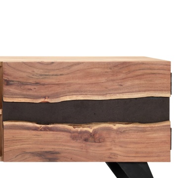 Comodă TV, 140x30x45 cm, lemn masiv de acacia - Img 5