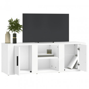 Comodă TV, alb, 100x31,5x35 cm, lemn prelucrat - Img 4