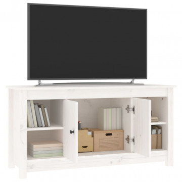 Comodă TV, alb, 103x36,5x52 cm, lemn masiv de pin - Img 6